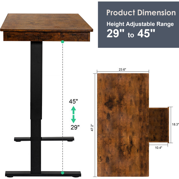 Picture of 17 Stories Electric Standing Desk, 48 X 24 In Height Adjustable Desk ...